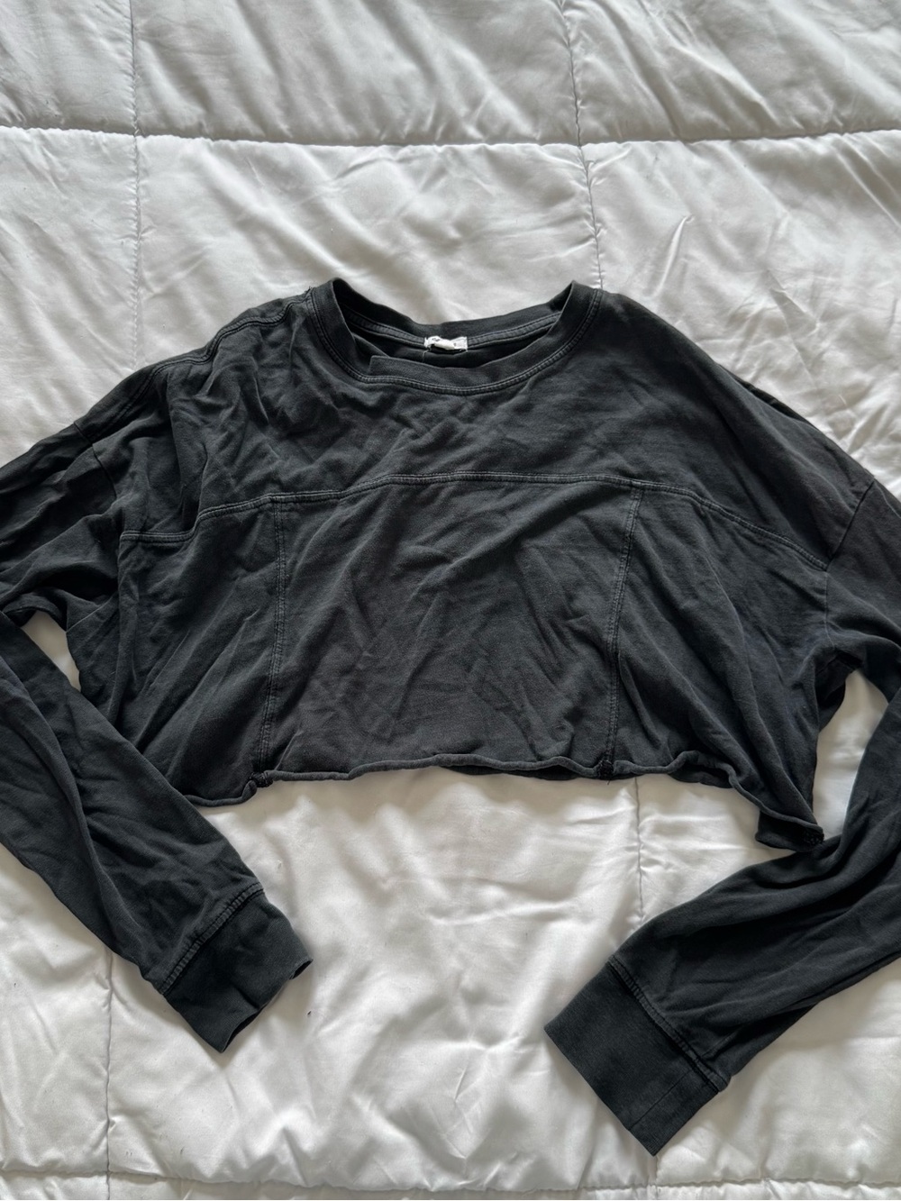 Garage Black Cropped Long-Sleeve Sweatshirt
